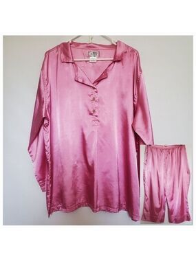 BRIGI USA PINK RETRO 50s STYLE PAJAMAS TOP & CROP PANTS BARBIE GIRLY WOMEN XL